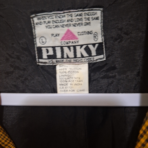 90s Vintage Yellow & Black Plaid Blazer by Pinky Play Clothing Company Size L - Picture 6 of 8